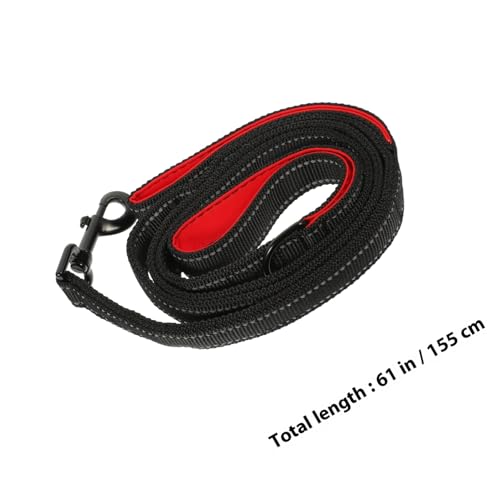 Beaupretty Double Handle Dog Leash Outdoor Pet Walking Leash with Traffic Handle for Medium Dogs Comfortable Non-Chafing Grey and Red Traction Rope