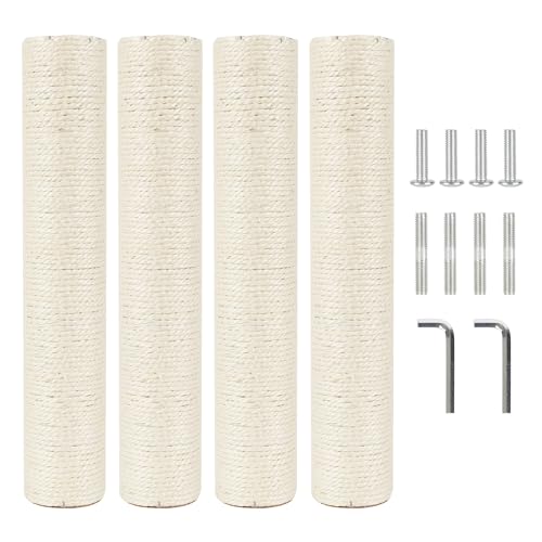 4 Pcs 2.9in 7.4cm Diameter Cat Scratching Post Replacement Pole Parts for Cat Tree (M10, 15.7in/40cm) - color: 15.7in/40cm, size: M10*4posts