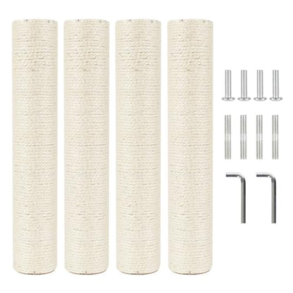 4 Pcs 2.9in 7.4cm Diameter Cat Scratching Post Replacement Pole Parts for Cat Tree (M10, 15.7in/40cm) - color: 15.7in/40cm, size: M10*4posts