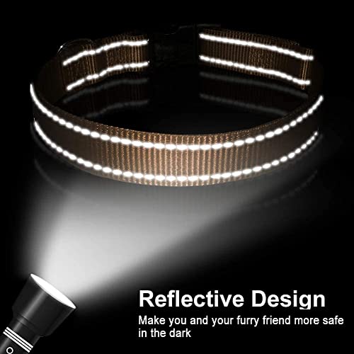 Reflective Dog Collar, Sturdy Nylon Collars for Puppy and Extra Small Girl and Boy Dogs, Adjustable Dog Collar with Quick Release Buckle,Khaki,5/8" Width - color: KHAKI, size: X-Small Plus (Pack of 1)