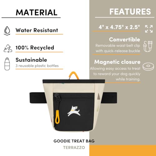 OllyDog Goodie Treat Bag, Dog Treat Pouch, Waist Belt Clip for Hands-Free Training, Magnetic Closure, Dog Training and Behavior Aids, Three Ways to Wear (Terrazzo) - color: Terrazzo