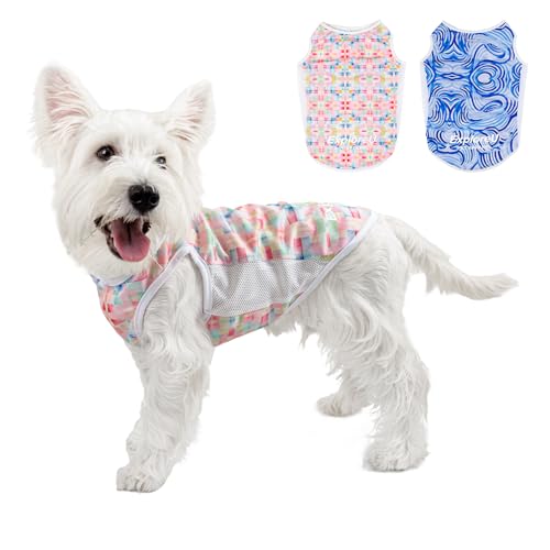 Dog Shirt, Cooling Vest Lightweight Breathable, Dog T-Shirts All-Season Sun Protection Quick Dry Soft Stretchy Reflective Tank Top - Small Medium Large Dogs (Candy Patch, Medium) - color: Candy Patch, size: Medium (24-35lbs)