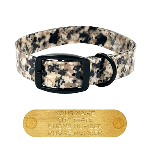 Regal Dog Products Large Camo Hunting Dog Collar with Custom Engraved Name Plate & Black Hardware | Waterproof Personalized Dog Collars for Big & XL Dog | Other Sizes for Puppies, Small & Medium Dogs - size: Large, style: Digital Camouflage