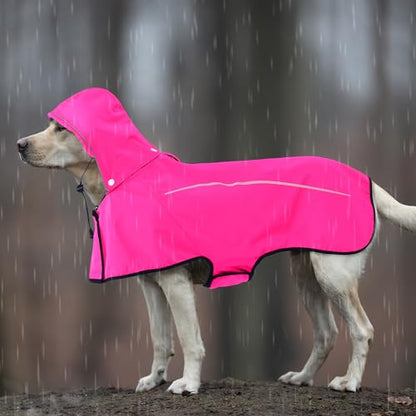 Mile High Life Dog Raincoat, Adjustable Waterproof Pet Rain Jacket, Reflective Hooded Poncho for Small Medium Large Dogs, Lightweight Breathable Pet Rain Coat (Hot Pink,XS Chest 15"-18") - color: Hot Pink, size: X-Small