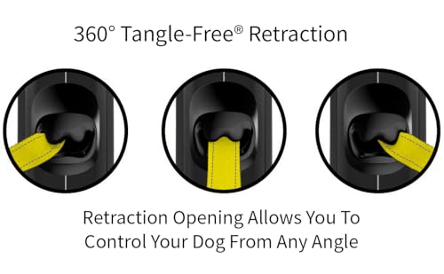 TUG 360° Tangle-Free Reflective Retractable Dog Leash | 16 ft Strong Nylon Tape (Medium) - color: Black/Reflective, size: Medium, 16 ft