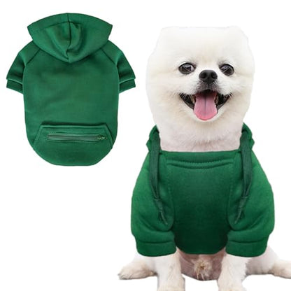 Jecikelon Pet Dog Cold Weather Coat with Pocket Winter Dog Hoodie Warm Puppy Clothes for Small Dogs Chihuahua Clothing (Green, Small) - color: Green, size: Small