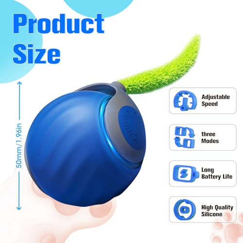 2026 New Upgrade Speedy Tail Cat Toy, Smart Interactive Pet Toys Comes with 4 Tails, Reinforced Version of The Cat Toys Balls, Two Speed Adjustment (Blue) - color: Bule