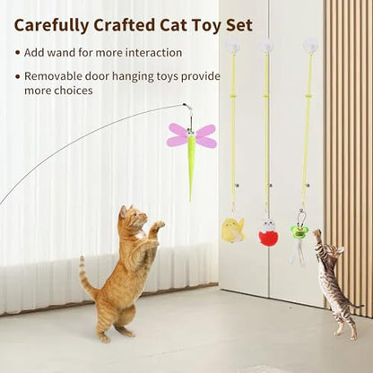 Interactive Cat Toys, 8 Assorted Teaser Refills, 3 Indoor Cat Hanging Toy and 1 Interactive Wand Suitable for Indoor Cats - style: 12 Wand /Hanging