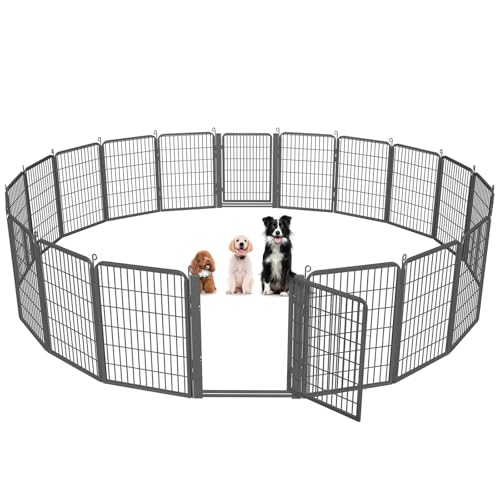 Low Threshold Dog Playpens Fence Indoor, 40 inch 20 Panels Heavy Duty Metal Outdoor Pet Playpen for Large/Medium/Small Dogs, Tall Dog Play Exercise Pens Outside - color: 20 Panels-40 Inch