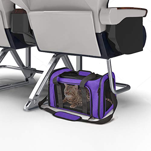 Henkelion Pet Carrier for Small Medium Cats Dogs Puppies up to 15 Lbs, Airline Approved Small Dog Carrier Soft Sided, Collapsible Travel Puppy Carrier - Purple - color: Purple, size: 17.0"L x 11.0"W x 11.0"H