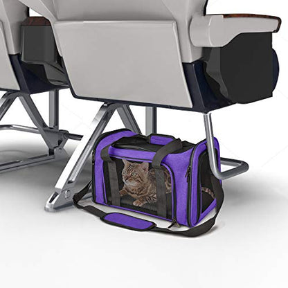Henkelion Pet Carrier for Small Medium Cats Dogs Puppies up to 15 Lbs, Airline Approved Small Dog Carrier Soft Sided, Collapsible Travel Puppy Carrier - Purple - color: Purple, size: 17.0"L x 11.0"W x 11.0"H