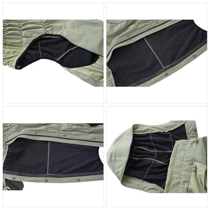 LOVELONGLONG Fleece-Lined Dog Raincoat with Removable Hood – Waterproof Winter Full Body Dog Jacket – Windproof Snowproof Cold-Weather Suit – Green-F XXS - color: Sage Green Fleeced, size: XXS (Back 9")