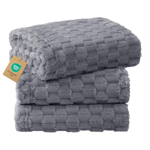 Luciphia 300GSM Fleece Dog Blanket for Small Medium Large Dogs 3D Jacquard 1 Pack 3 Flannel Puppy Cat Pet Throw Blankets Soft Washable Decorative Furniture Protect Pcs3-Grey, S(23''x16'') - color: Pcs3-grey, size: S(23''x16'')