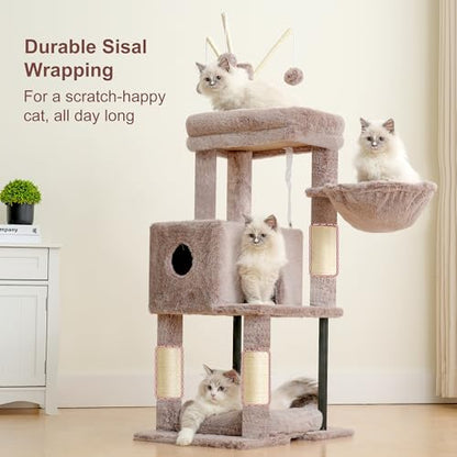 Heybly Cat Tree，HCT202SMU - color: Muchroom, size: 45.3 inch