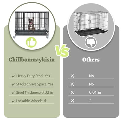 Three Levels 36 Inch Stackable Heavy Duty Dog Crate Cage Medium Sized Dog with Top Access, Basic Dog Crates for Small Medium Dogs 2 Door Dog Kennel Indoor with Tray and Wheels - size: 36 Inch-3 Pack