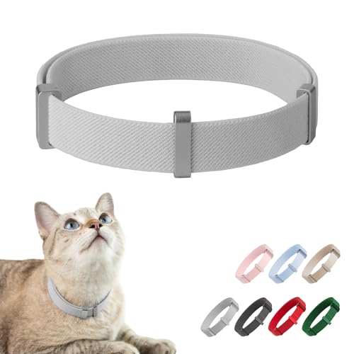 Safety Cat Collar Pro - U.S. IDA Gold Awarding Design, Elastic Quick Release Cat Collar with Buckle Non Breakaway - Lightweight for Kitten All Small Large Cats (Glacier Silver, M 7.9-15.7") - color: Glacier Silver, size: M 7.9-15.7"