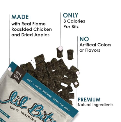 Soft & Chewy Training Treats for Dogs, Bite Size Reward Treats for Training & Positive Reinforcement, Grain Free Treats Made with Real Chicken, Flame Roasted Chicken Flavor, 3 Pack (4 oz Each) - size: 4 Ounce (Pack of 3)