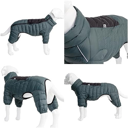 ArmyGreen Dog Warm Coat, Waterproof Windproof Reflective Vest, Zippered Adjustable Snow Jacket for Small to Large Dogs - color: Armygreen, size: M (12.5inch Back)