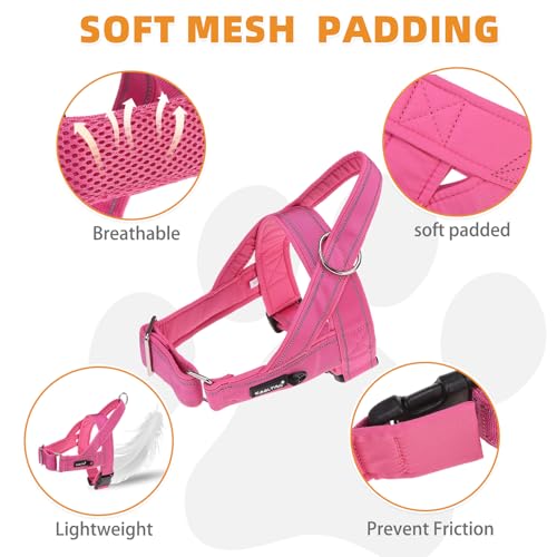 KOOLTAIL No Pull Harness Medium Size Dog with Handle, Easy Walk Puppy Vest Harness Neck & Chest Soft Paded Adjustable, Reflective & Lightweight Escape Proof Breathable Mesh Pet Running Harness, Pink M - color: Pink, size: Medium