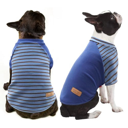 KYEESE 2Pack Small Dog Sweater, Soft Puppy Sweatshirt Stretchy Pullover Dog Sweater for Small Dogs Boy, Lightweight Fleece Cat Shirt Pet Clothes with Sleeves, S - color: 02# Blue+Stripe, size: Small (4-8lbs)
