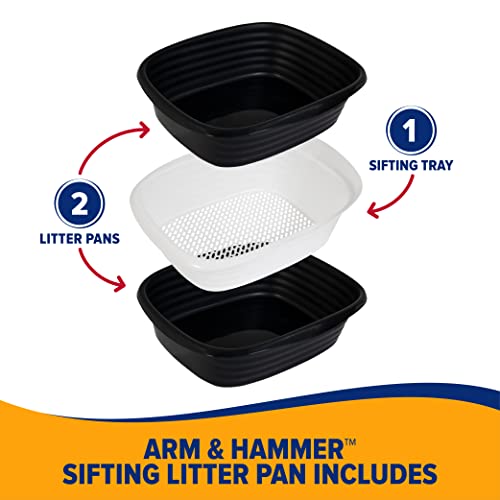 Arm & Hammer Large Sifting Litter Box Scoop Free Cat Litter Tray with Microban, Made in USA - style: Sifting