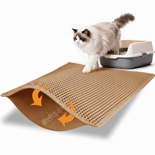 Pieviev Cat Litter Mat Double Layer Waterproof Urine Proof Trapping Mat 1 Pack (30''X24'', Brown) - color: Brown
