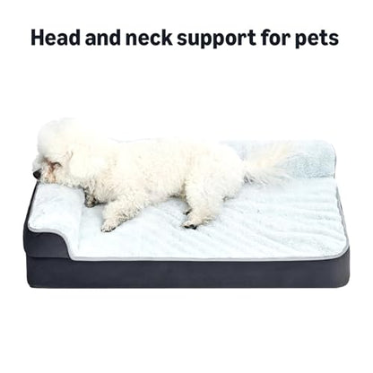 Amazon Basics Washable L-Shaped Dog Bed for Small Dogs, Anti-Slip Pet Sofa Bed for Indoor Dogs, Crate Bed, 30x20x6.5 Inches, Gray, Small - size: S-30"×20"×6.5"