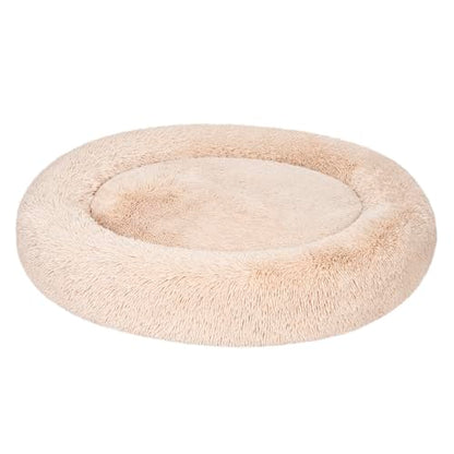 Amazon Basics Washable Donut Pet Bolster Faux Fur Bed with Removable Cover, Anti-Slip Bottom for Dog, Beige, 45" x 45" - color: Beige, size: 45" x 45"