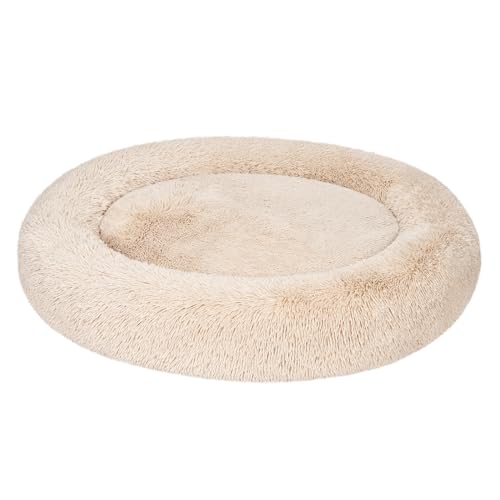 Amazon Basics Washable Donut Pet Bolster Faux Fur Bed with Removable Cover, Anti-Slip Bottom for Dog, Beige, 45" x 45" - color: Beige, size: 45" x 45"