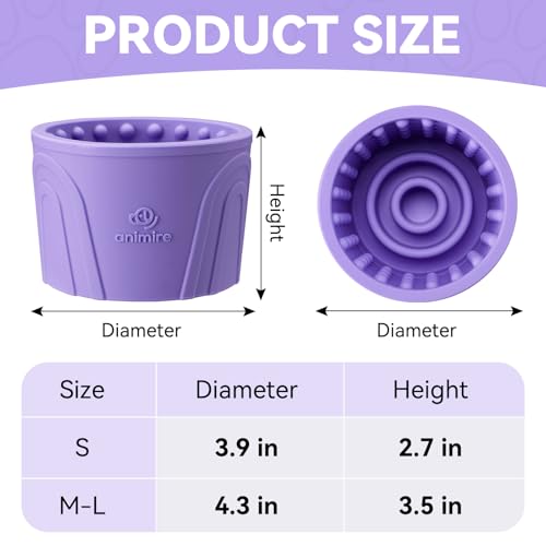 Dog Slow Feeder Lick Bowl, Anxiety Relief Dog Licking Mat Treat Dispenser, Non-Slip Anti-Choking Slow Eating Lick Bowl for Small Medium and Large Breed Dogs, BPA Free Silicone (Purple,M-L) - color: Purple, size: M-L