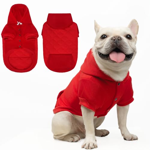 KOOLTAIL Warm Dog Winter Coat for Small Dogs, Waterproof Puppy Jacket with Leash Hole,Cold Weather Pet Vest for Winter, Soft Hoodie Sweater Sweatshirt Clothes Outfit for Puppy Cats Girls Boys Red M - color: Red, size: Medium