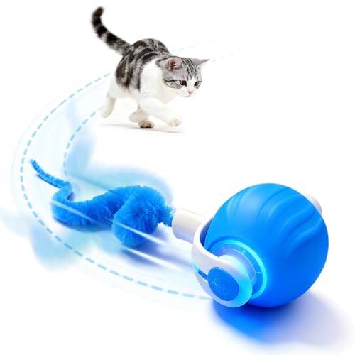 Interactive Cat Toys for Indoor Cats,Automatic Moving Kitten Toys,Cat Toys for Bored Indoor Adult Cats,Smart Rechargeable Cat Enrichment Toys for Small/Medium/Large Cats to Keep Them Busy, Cat Balls - color: 1 Blue