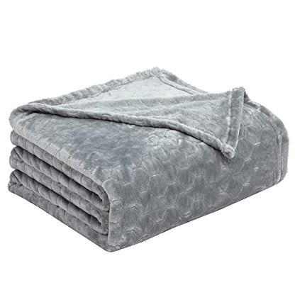 TOONOW Fleece Blanket Super Soft Cozy Throw Blanket 50" x 60", Lightweight Fuzzy Comfy Textured Flannel Blanket Warm Plush Throw Blankets for Couch, Sofa, Bed, Light Grey - color: Light Grey, size: Throw-50" x 60"