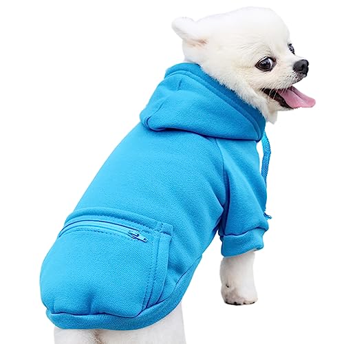 Jecikelon Pet Dog Cold Weather Coat with Pocket Winter Dog Hoodie Warm Puppy Clothes for Small Dogs Chihuahua Clothing (Small, Y02-Blue) - color: Y02-Blue, size: Small