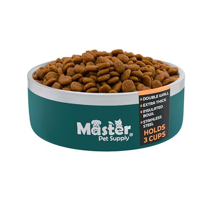 Master Pet Supply Stainless Steel Dog Bowls - 25 oz, Heavy Duty - Emerald Sea, Double Wall Extra-Thick Insulated, Non-Slip Pet Water Bowl for Dogs, Cats & Pets, Anti Rust Metal, Dish Washer Safe - color: Emerald Sea, size: 3 Cups (25 oz)