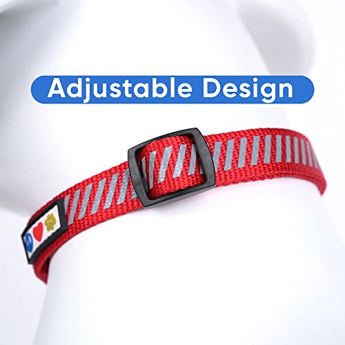Pawtitas Reflective Dog Collar - Personalized Name & Phone Number, Adjustable for Extra Small Dogs & Puppies - Red - color: Customized Red, size: X-Small (Pack of 1)