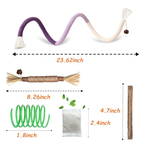 Cat Toys Chew Ropes, Silvervine Sticks Catnip Rope Toys with Refillable Natural Catnip for Cats Dental Care, Safe Teeth Cleaning Toy for Indoor Cat Kitty Kicker Toy Interactive Catnip Kitty Toys - color: 12PCS