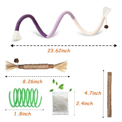 Cat Toys Chew Ropes, Silvervine Sticks Catnip Rope Toys with Refillable Natural Catnip for Cats Dental Care, Safe Teeth Cleaning Toy for Indoor Cat Kitty Kicker Toy Interactive Catnip Kitty Toys - color: 12PCS