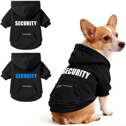 Dog Hoodie Security Glow-in-The-Dark Dog Sweater Sweatshirt Hooded Soft Brushed Fleece Winter Clothes with Dual Pocket Zip Puppy Hoodies for Small Medium Large Dogs Black M - color: Black, size: Medium