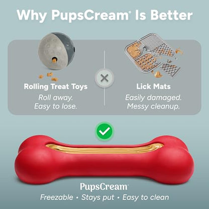 GoSports Pets PupsCream Frozen Dog Treat Holder - Dog Enrichment Fill and Freeze Bone Station - Helps Keep Dogs Busy - style: Small - Red