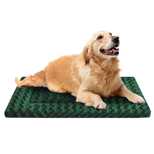 Dog Bed Mat - Comfortable Kennel Pad, Multi-Purpose Crate Bed & Mats for Dogs & Cats – Soft Crate Mat for Dog & Cat - color: Green, size: 35.0"L x 23.0"W x 1.5"Th