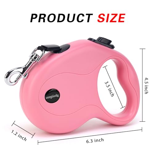 enrgticdg 16Ft Retractable Dog Leash,Light Weight Leash for Small to Medium Dogs/Cats Up to 50lbs,Stainless Steel Spring Strong Nylon Tape, Tangle Free, One-Handed Brake.(Pink-Black) - color: Pink-Black