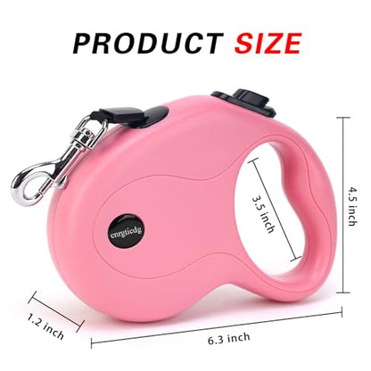 enrgticdg 16Ft Retractable Dog Leash,Light Weight Leash for Small to Medium Dogs/Cats Up to 50lbs,Stainless Steel Spring Strong Nylon Tape, Tangle Free, One-Handed Brake.(Pink-Black) - color: Pink-Black