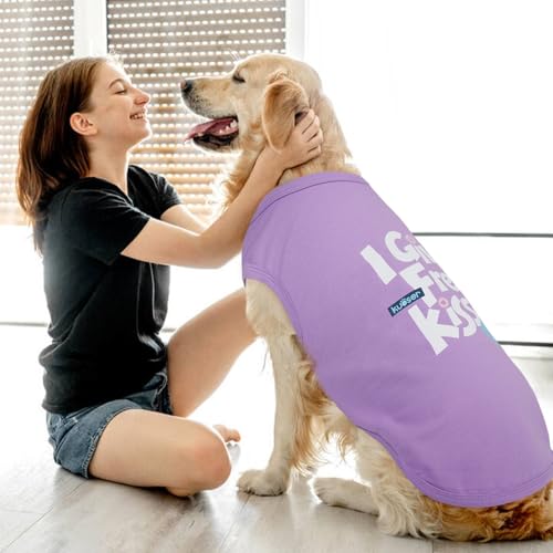 Kuoser Dog Shirt, Printed Dogs T-Shirt Soft Breathable Dog Shirts, Cute Doggy Sweatshirt for Small Medium Large Girls Boys, Pet Funny Clothes Tank Top Sleeveless Dogs Vest, Purple L - color: Purple, size: Large (Chest: 21.65")
