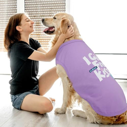 Kuoser Dog Shirt, Printed Dogs T-Shirt Soft Breathable Dog Shirts, Cute Doggy Sweatshirt for Small Medium Large Girls Boys, Pet Funny Clothes Tank Top Sleeveless Dogs Vest, Purple L - color: Purple, size: Large (Chest: 21.65")