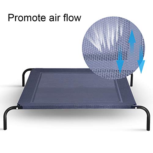 Giantex Elevated Pet Bed for Medium Large Dogs, Keep Pets Cool, Portable Raised Pet Cot Indoor Outdoor Camping, Waterproof Breathable Mat Steel Frame, Easy Assembly (Large) - size: Large