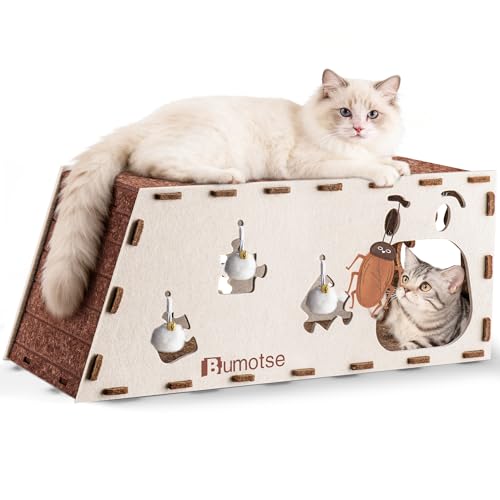 Interactive Felt Cat Tunnel for Indoor Cats with Catnip Toy, Modular Cat Cave House for Scratching, Play, Hiding & Sleeping, Durable Washable Cat Condo for Large Cats Up to 22LB,Cream - color: Cream, size: Large