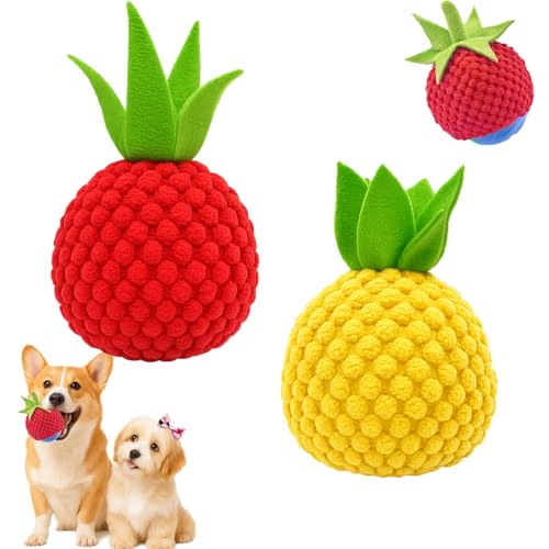 2Pcs Dog Ball Covers – Plush Tomato & Pineapple Sleeves for Interactive Dog Toys, Soft Durable Protectors for Automatic Rolling Bouncing Balls, Extend Toy Life, Fun for Small Medium Large Dogs - color: 2pcs Dog Ball Covers