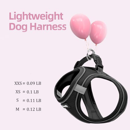 Sparkly Dog Harness Small Sized and Leash Set for Small Dogs Cats,Black XXS Puppy Harness, Step in Soft Dog Reflective Vest, Breathable Mesh Pet Harness. (Black, XXS) - color: Black, size: XXS