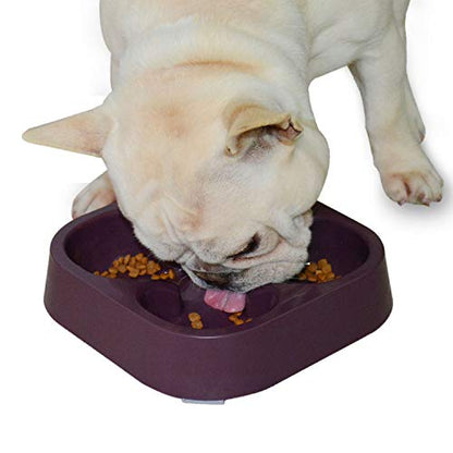 Healthy Slow Feeding Dog Bowl for French Bulldog -Slow Feeder Dog Bowl No Chocking Dog Cat Food Water Bowl with Four-Leaf Clover Pattern (Coffee) - color: Coffee